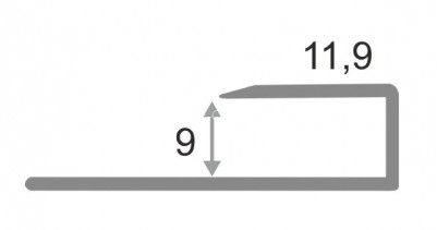 Алюминиевый П-профиль окантовочный 9 мм ПО-П9 серебро матовое 2,7 м