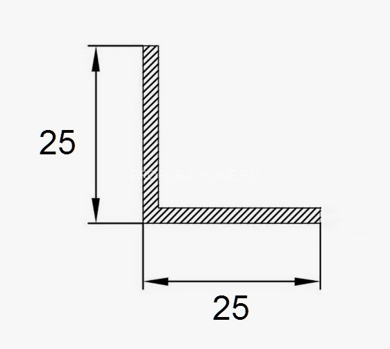 Алюминиевый уголок 25х25 мм ПБ25х25 алюминий натуральный 3 м