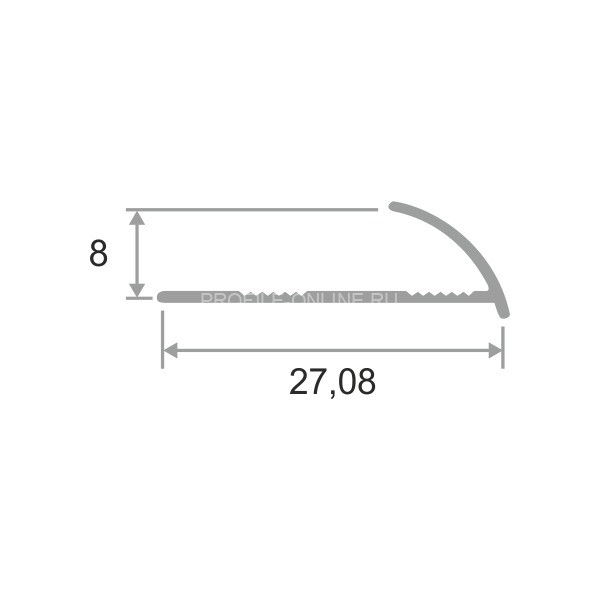 Алюминиевый С-образный профиль 8 мм ПО-8 бежевый муар 2.7 м