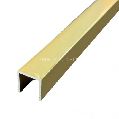 П-профиль из алюминия 8х8 мм П-8х8 золото глянец 2.7 м