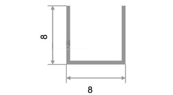 П-профиль из алюминия 8х8 мм П-8х8 золото глянец 2.7 м