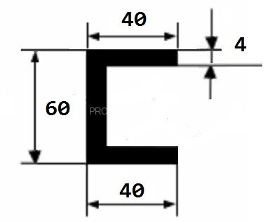 П-профиль алюминиевый 40х60х40х4 мм 3 м