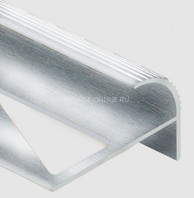Алюминиевый F-образный профиль с рифлением 12 мм PV57-03 серебро блестящее 2,7 м