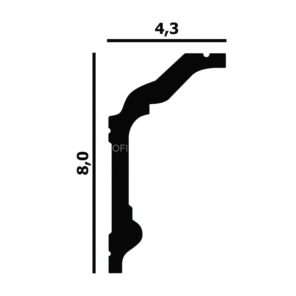 Потолочный плинтус Перфект Плюс P92 белый из ударопрочного полимера 43х80 мм 200 см