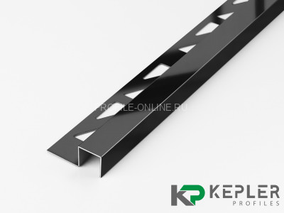 П-образный профиль закладной 10х10 мм из нержавеющей стали SS 304 FSBP017-10 BP S.S.304 черный полированный 2.7 м