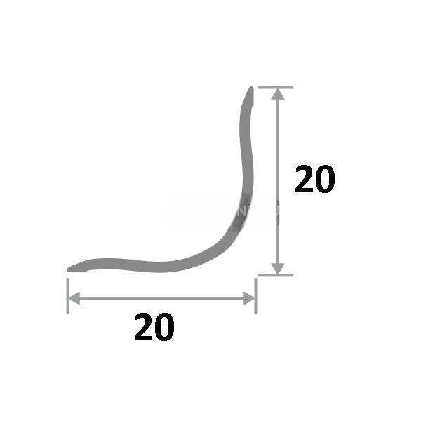 Алюминиевый внутренний уголок округлый 20х20 мм ПВ-20х20 белый муар 2.7 м