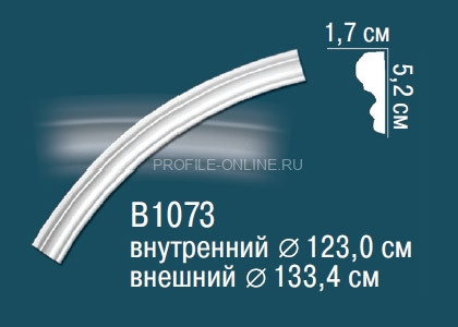Декоративный круговой молдинг Перфект B1073 52х17 мм белого цвета из полиуретана