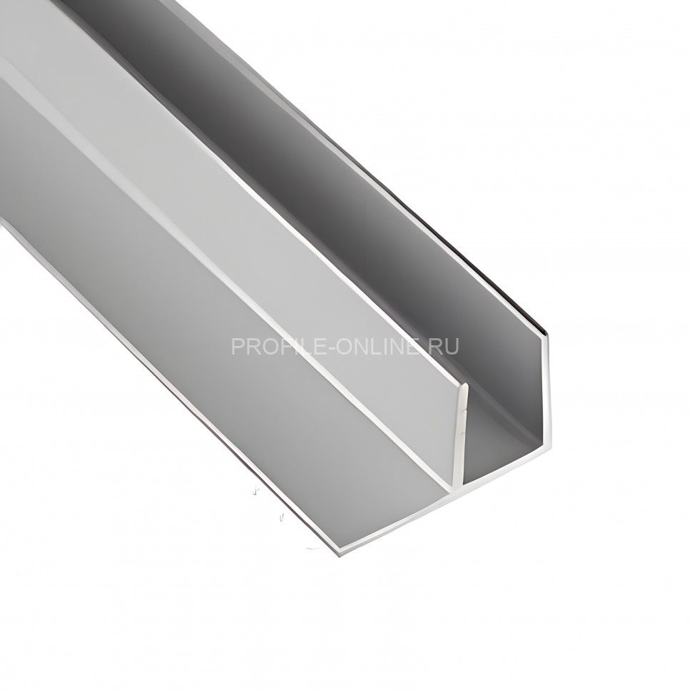 F-профиль алюминиевый под панель 4 мм ОП-500 серебро 3м