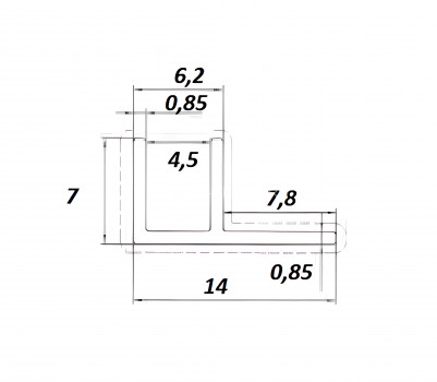 F-профиль алюминиевый под панель 4 мм ОП-500 серебро 3м