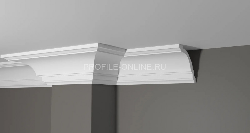 Декоративный плинтус для потолка 100х122 мм Decor-Dizayn DD16 полистирол белый, под покраску 2 м