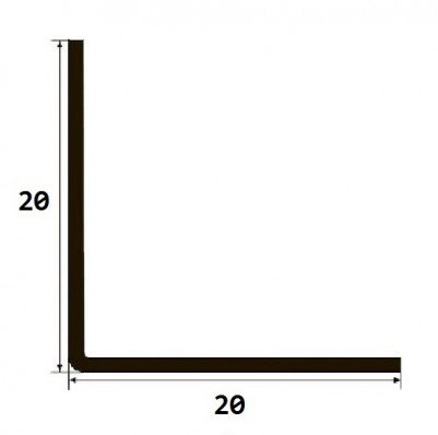 Латунный уголок равносторонний 20х20 мм полированный 270 см