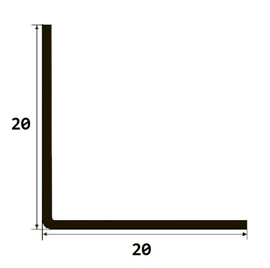 Латунный уголок равносторонний 20х20 мм полированный 270 см