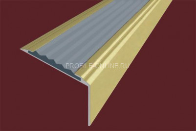 Алюминиевый угловой противоскользящий порог с резиновой вставкой 20х38 мм АУ-38-Анод золото-серый 2,7 м