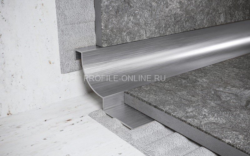 Нержавеющий профиль стальной для внутренних углов закладной округлый 8 мм FWR 8 S сатинированная сталь 270 см