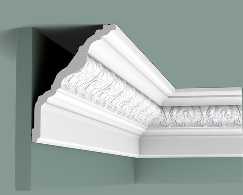 Потолочный плинтус Orac Decor Purotouch C219 белого цвета из полиуретана 176х130 мм 200 см