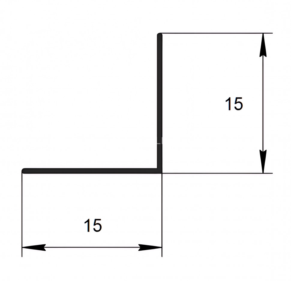 Уголок из алюминия 15х15 мм Евротрим 0321.05 черный 300 см