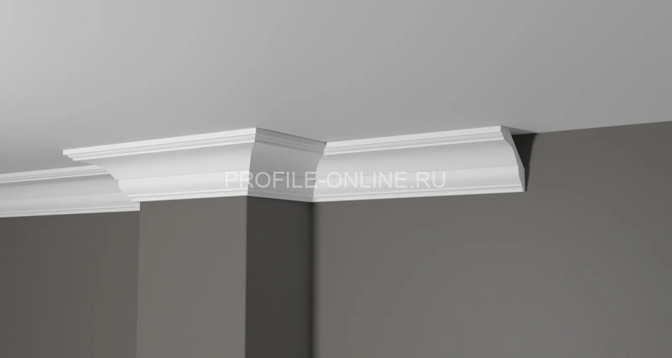 Декоративный плинтус для потолка 69х65 мм Decor-Dizayn DD17 полистирол белый, под покраску 2 м