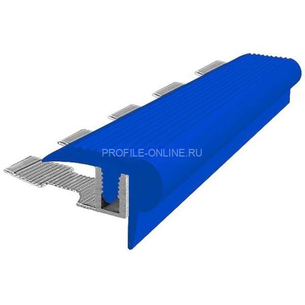 Закладной угловой профиль противоскользящий с резиновой вставкой Fm-12мм синий 2,7 м