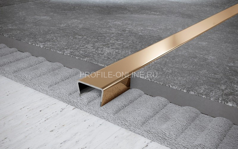 Нержавеющий П-профиль стальной 5х10 мм FUB 5х10 GP золото полированное 270 см