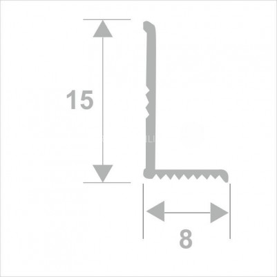 Разносторонний уголок из алюминия внутренний 15х8 мм ПВ-205 серый муар 2.7 м
