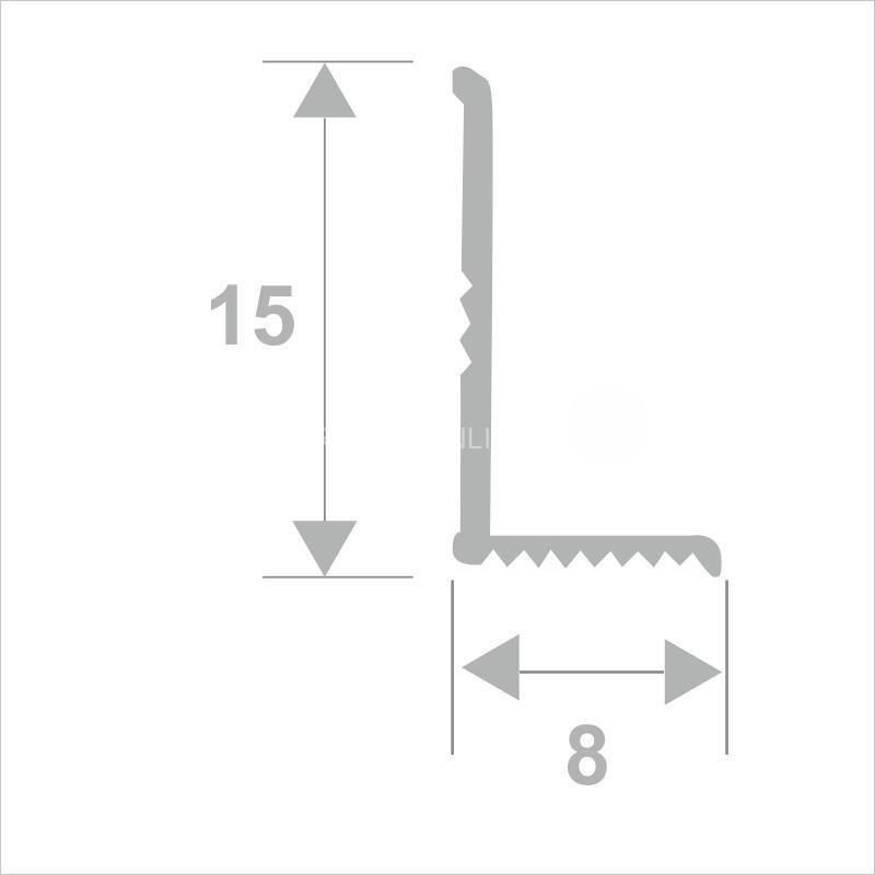Разносторонний уголок из алюминия внутренний 15х8 мм ПВ-205 серый муар 2.7 м
