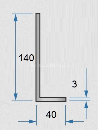 Алюминиевый уголок 40х140х3 мм разнополочный 3м