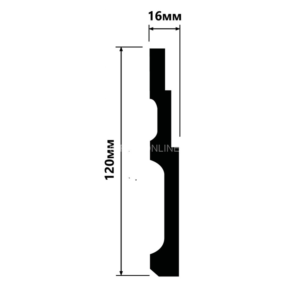 Напольный плинтус 16х120 мм HiWood B120V1 белый 200 см
