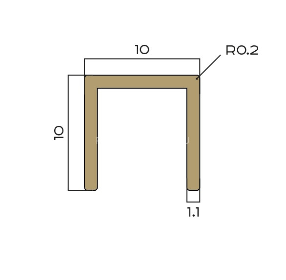 Латунный П-образный профиль 10х10 мм NEEXY PVL83-02 CHR хромированный 2.7м