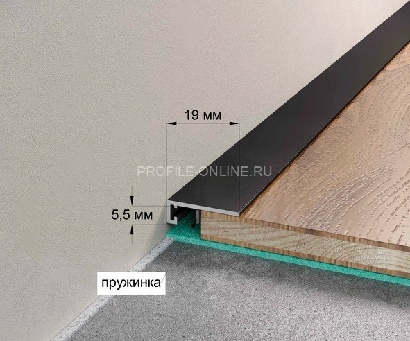 Алюминиевый микроплинтус скрытого монтажа 5х19 мм Laconistiq micro 19 ARM серебро 245 см