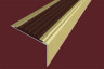 Алюминиевый угловой противоскользящий порог с резиновой вставкой 20х38 мм АУ-38-Анод золото-темно-коричневый 2,7 м