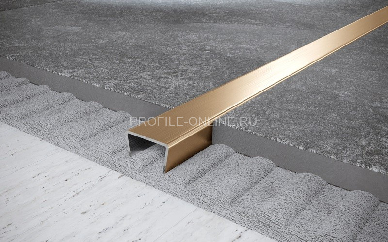 Нержавеющий П-профиль стальной 5х10 мм FUB 5х10 GS золото сатинированное 270 см