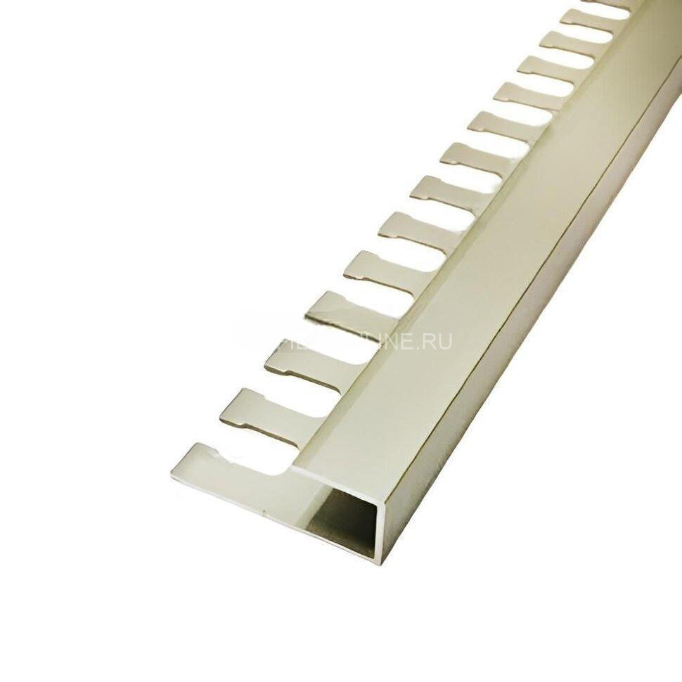 Алюминиевый окантовочный П-образный профиль 10 мм ПО-П10 бронза светлая глянец 2.7 м