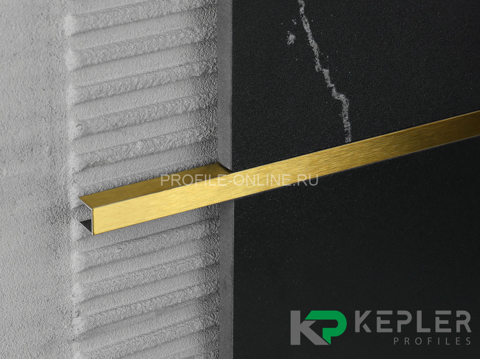 П-образный профиль 10х10 мм из нержавеющей стали SS 304 FSUP10-GS S.S.304 золото сатинированное 2.7 м