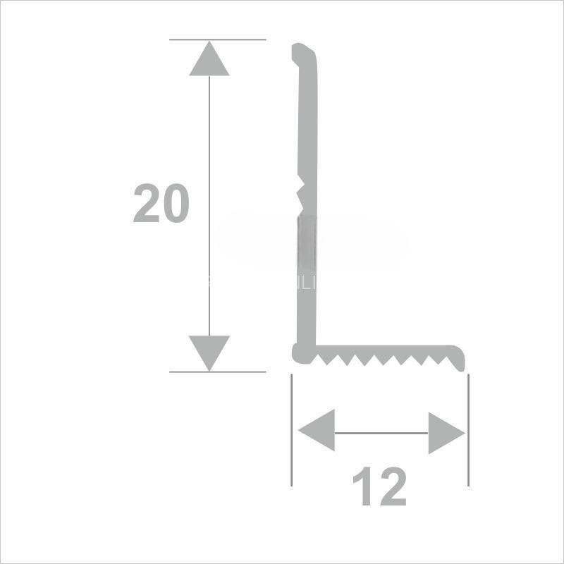 Разносторонний уголок из алюминия внутренний 20х12 мм ПВ-206 серый муар 2.7 м
