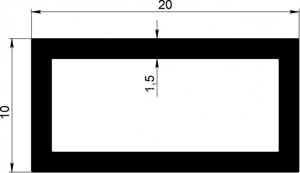 Бокс алюминиевый 10х20х1,5 мм серебро 3 м