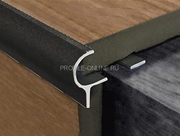 Алюминиевый профиль F-образный 10 мм с рифлением округлый PV50-18 черный матовый 2,7 м