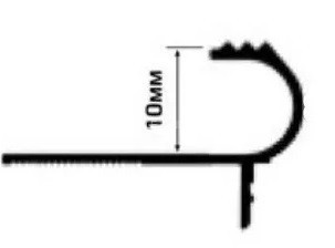 Алюминиевый профиль F-образный 10 мм с рифлением округлый PV50-18 черный матовый 2,7 м
