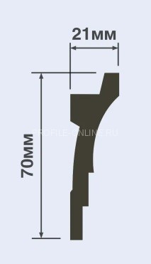 Потолочный плинтус под светодиодную ленту 21х70 мм HiWood A70V1 белый 200 см