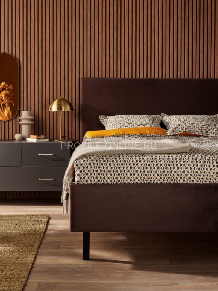 Левая планка-рейка для стеновой реечной панели VOX LINERIO M-LINE мокка 2650х42х12 мм