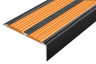 Алюминиевый противоскользящий угловой порог 70х22 мм с резиновыми вставками АУ-70-Антик серебро-оранжевый 3 м
