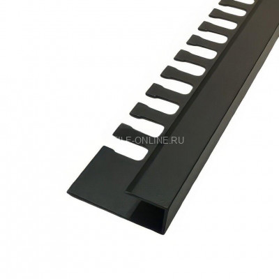 Алюминиевый окантовочный П-образный профиль 10 мм ПО-П10 черный матовый 2.7 м