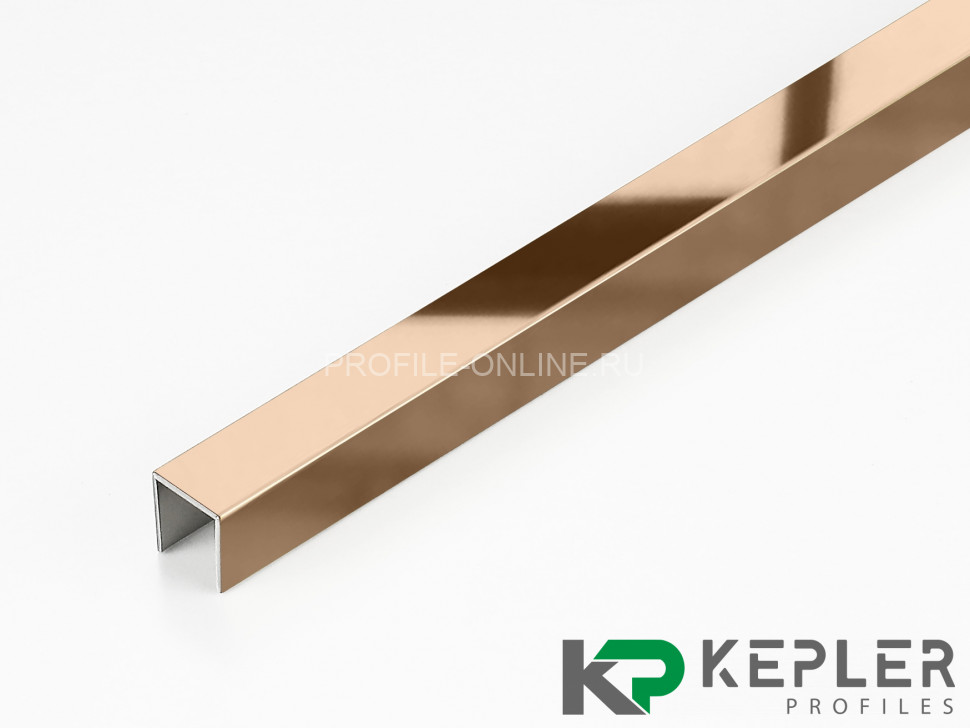 П-образный профиль 10х10 мм из нержавеющей стали SS 304 FSUP10-RP S.S.304 розовое золото полированное 2.7 м