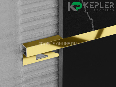 П-образный профиль закладной 12х12 мм из нержавеющей стали SS 304 FSBP017-12 GP S.S.304 золото полированное 2.7 м