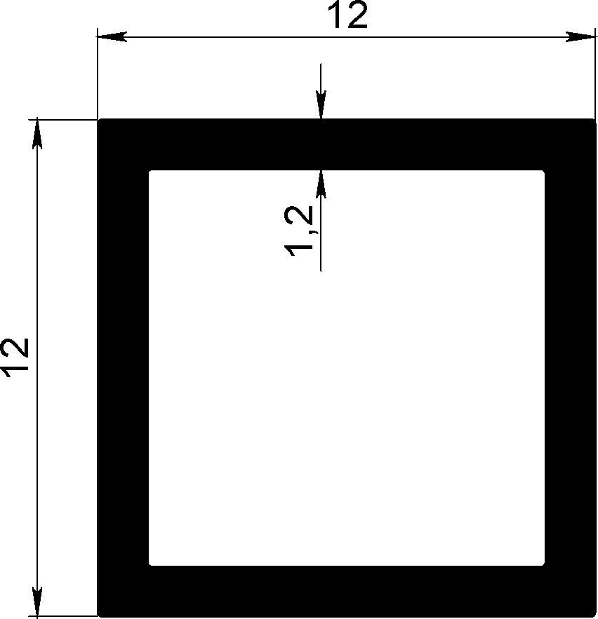 Бокс алюминиевый 12х12х1,2 мм серебро 3 м