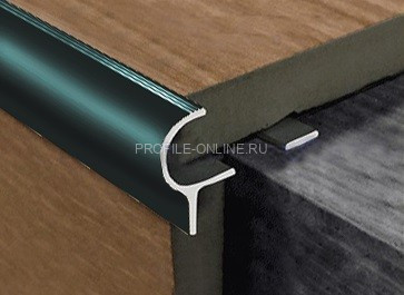 Алюминиевый профиль F-образный 10 мм с рифлением округлый PV50-19 черный блестящий 2,7 м