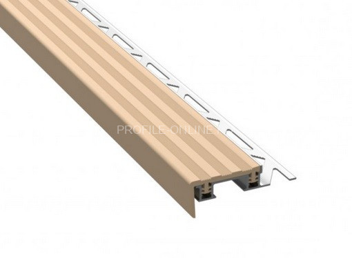 Противоскользящий порог угловой алюминиевый с резиной 32х10 мм Р-32 бежевый 2,7 м