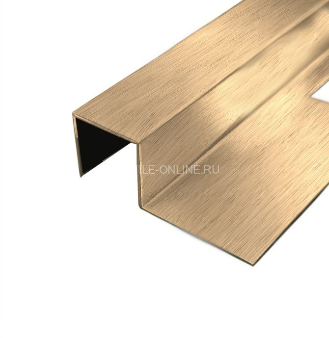 П-образный профиль закладной 12х12 мм из нержавеющей стали SS 304 FSBP017-12 GS S.S.304 золото сатинированное 2.7 м