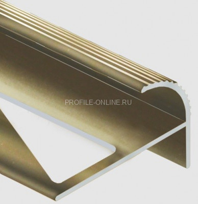 Алюминиевый F-образный профиль с рифлением 12 мм PV57-09 шампань блестящая 2,7 м