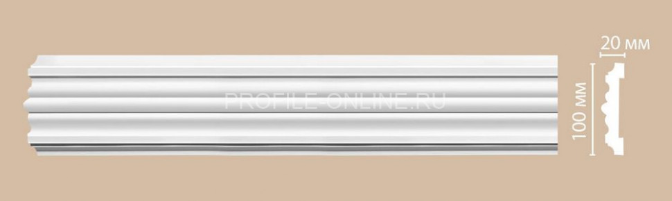 Молдинг гладкий DECOMASTER 97902 (100x20x2400) из полиуретана, белый под покраску