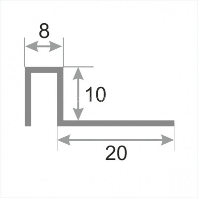 Нержавеющий П-образный профиль стальной закладной 8х10 мм SBP017-10H серебро глянец браш 2,7 м